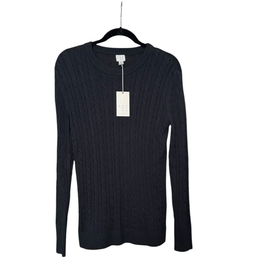NWT - Black Cable Knit Sweater - Picture 2 of 2